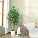 Primrue Adcock Faux Ficus Tree in Pot with White Planter C110129600 - Like New