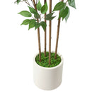 Primrue Adcock Faux Ficus Tree in Pot with White Planter C110129600 - Like New