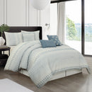 Nanshing America Inc Clarion 7 Piece Chic Striped Queen Comforter Set in Azure C006147740 - Like New