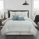 Nanshing America Inc Clarion 7 Piece Chic Striped Queen Comforter Set in Azure C006147740 - Like New