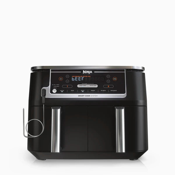 Ninja DZ550 Foodi 10 Quart 6 in 1 DualZone Smart XL Air Fryer With 2 Independent Baskets Thermometer For Perfect Doneness Match Cook Smart Finish