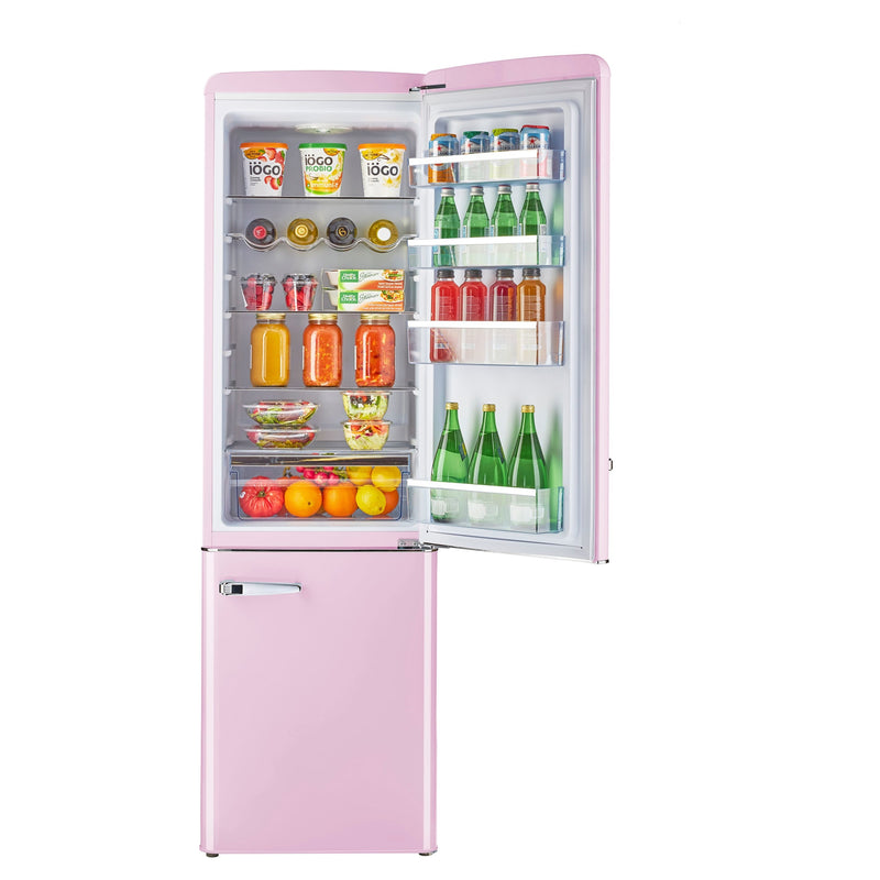 Unique 22 inch 9 cu Retro Bottom Mount Fridge UGP-275L BP AC *Frontal Damage* - Bubblegum Pink - Scratch and Dent