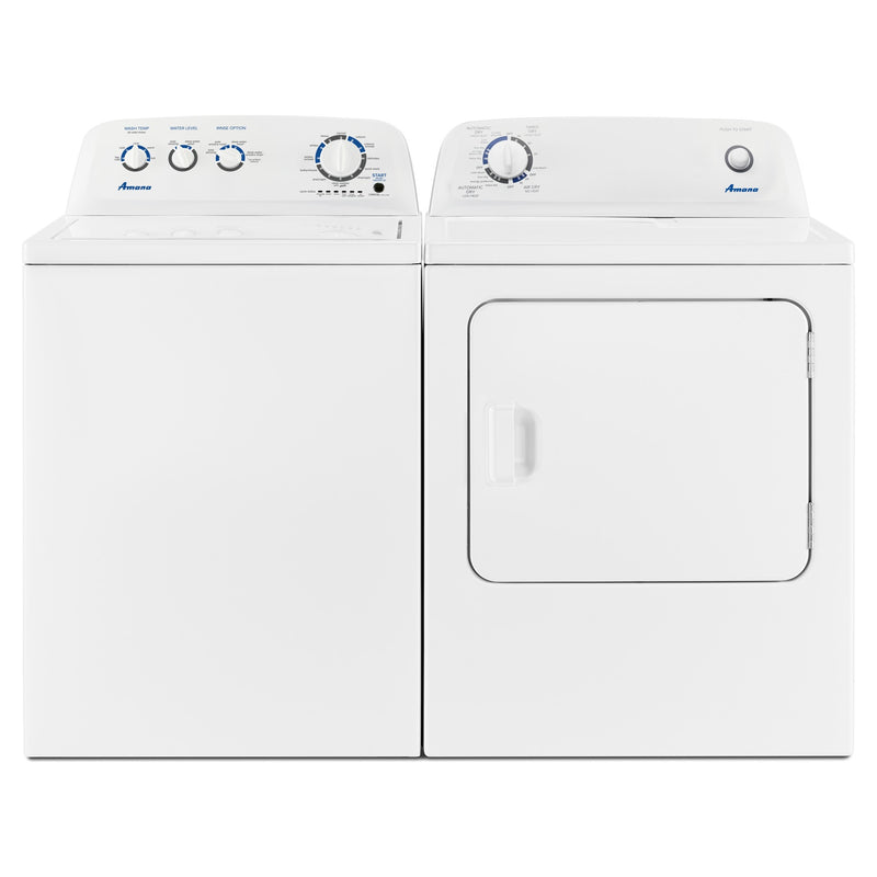 Amana 4.4 cu Washer and 6.5 cu Dryer Electric Laundry Set NTW4519JW/YNED4655EW - Scratch & Dent