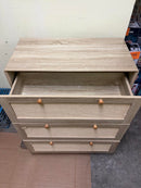 Eumyviv 3-Drawer Rattan Dresser, Rustic Oak *Wood Knobs