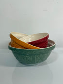 Ensemble de 3 bols à mélanger en faïence Mason Cash, motif forêt en relief, référence 2002.148/150/151 - Comme neuf