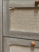 Eumyviv 3-Drawer Rattan Dresser, Rustic Oak *Wood Knobs
