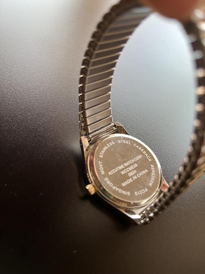 Vintage Accutime Men's Silver and Gold Tone Quartz Watch with Expansion Band WCCME08 - Refurbished