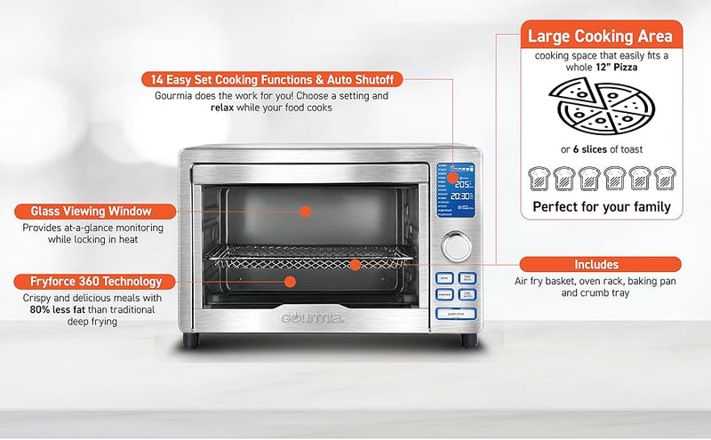 Gourmi 14-in-1 Multi-function Stainless Steel 6-Slice Air Fryer Oven GTF7900 - Refurbished