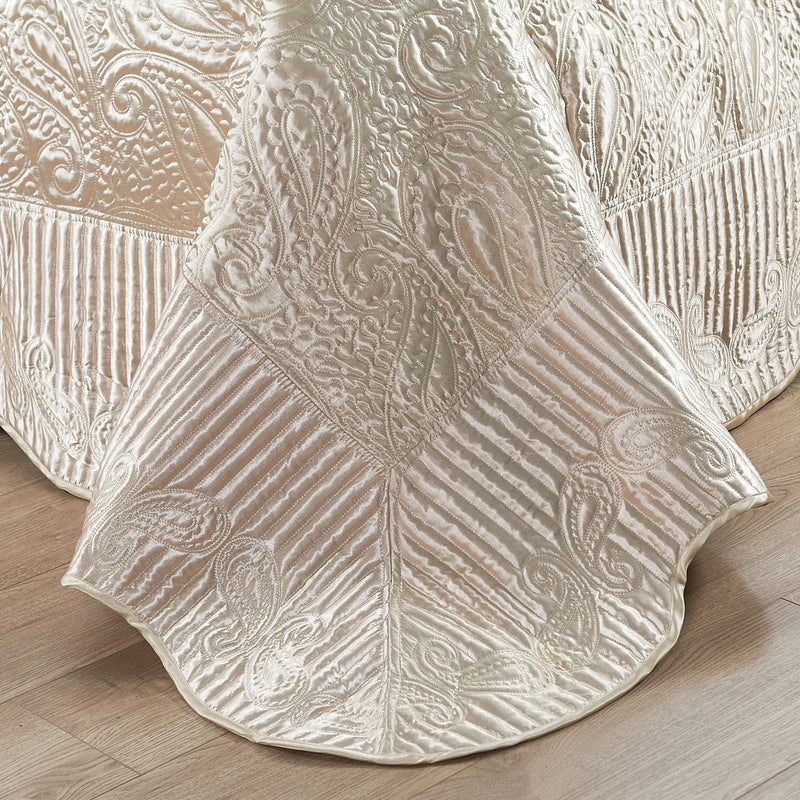 Home Soft Things 4 Piece Quilted Satin King Bedspread Set - Champagne - GHY-14015 - Refurbished