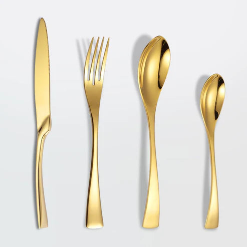 Lemeya 24 Piece Gold Modern Flatware Set 663591198312 - Like New