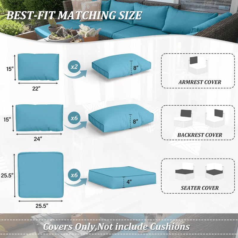 Ebern Designs 14 Pcs Outdoor Cushion Cover Set in Lake Blue C112797697 - Like New