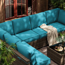 Ebern Designs 14 Pcs Outdoor Cushion Cover Set in Lake Blue C112797697 - Like New