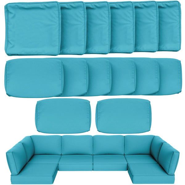 Ebern Designs 14 Pcs Outdoor Cushion Cover Set in Lake Blue C112797697 - Like New