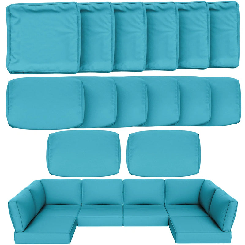 Ebern Designs 14 Pcs Outdoor Cushion Cover Set in Lake Blue C112797697 - Like New