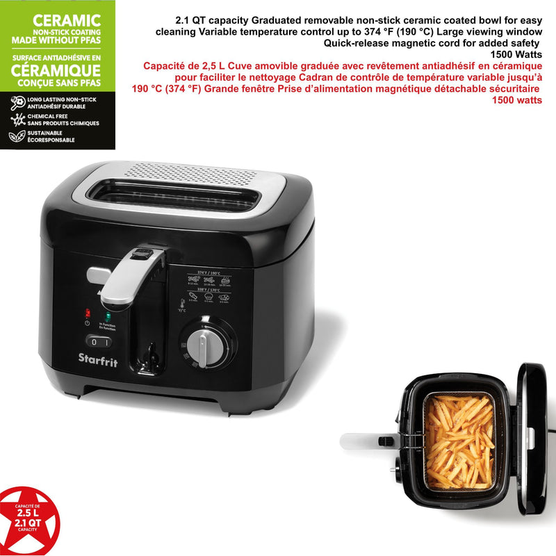 Starfrit 2.5L Oil Fryer with Removable Ceramic Bowl 024611 - Refurbished
