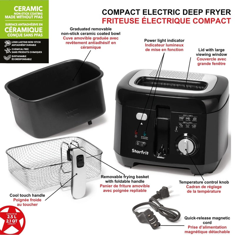 Starfrit 2.5L Oil Fryer with Removable Ceramic Bowl 024611 - Refurbished
