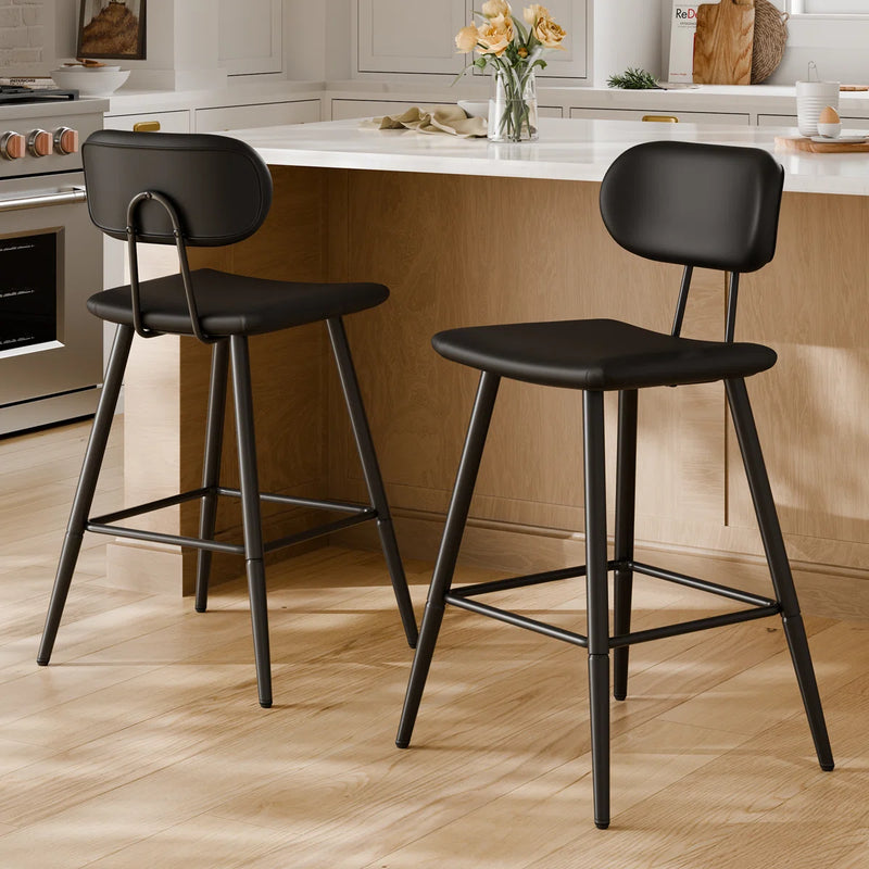 George Oliver26.75" Leather Counter & Bar Stool with Large Seat and Back (Set of 2) C111873787- Refurbished