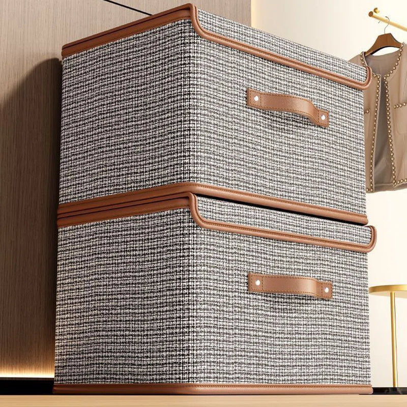 Latitude Run®  2 PCS Collapsible Storage Bins with Lids in Grey C112611329 - Refurbished