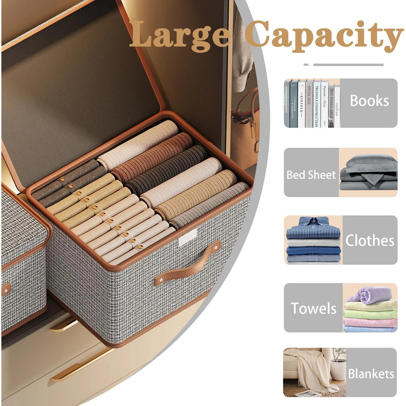 Latitude Run®  2 PCS Collapsible Storage Bins with Lids in Grey C112611329 - Refurbished