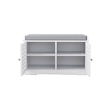 AndMakers White 28.74 in. Bedroom Bench with 2 Barn Doors W282P144349 - Refurbished