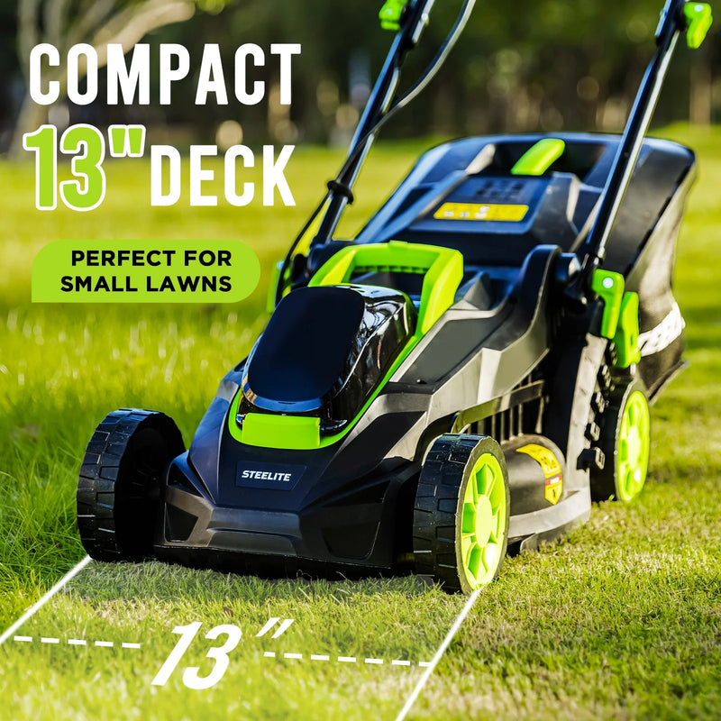 Steelite 13-Inch Cordless Electric Lawn Mower with Brushless Motor for Garden DG500 - Refurbished