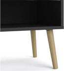 Pemberly Row Engineered Wood 1 Drawer Nightstand in Black Matte & Oak Structure