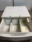 27" Washer / Dryer Laundry Pedestal with Storage Drawer – White