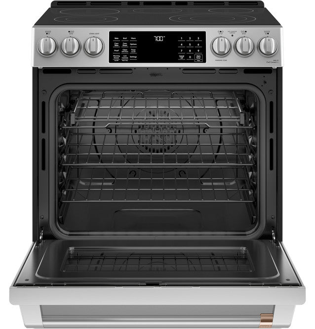 GE Cafe 5.7 cu Smart Slide-In Glass Top Range CCES700P2MS1 - Scratch & Dent