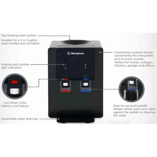 Westinghouse Countertop Top-Loading Water Dispenser WKWDLA63BK - Refurbished