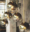 H XD GLOBAL Gradient Gold Colored Globe Glass Pendant Light