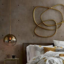 H XD GLOBAL Gradient Gold Colored Globe Glass Pendant Light