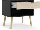 Pemberly Row Engineered Wood 1 Drawer Nightstand in Black Matte & Oak Structure