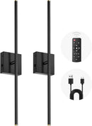 CLY Battery Operated Wall Sconce (Set of 2) - 350° Rotate Dimmable Magnetic Wall Sconces
