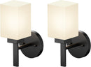 AONEON White Frosted Glass Wall Sconces (Set of 2)