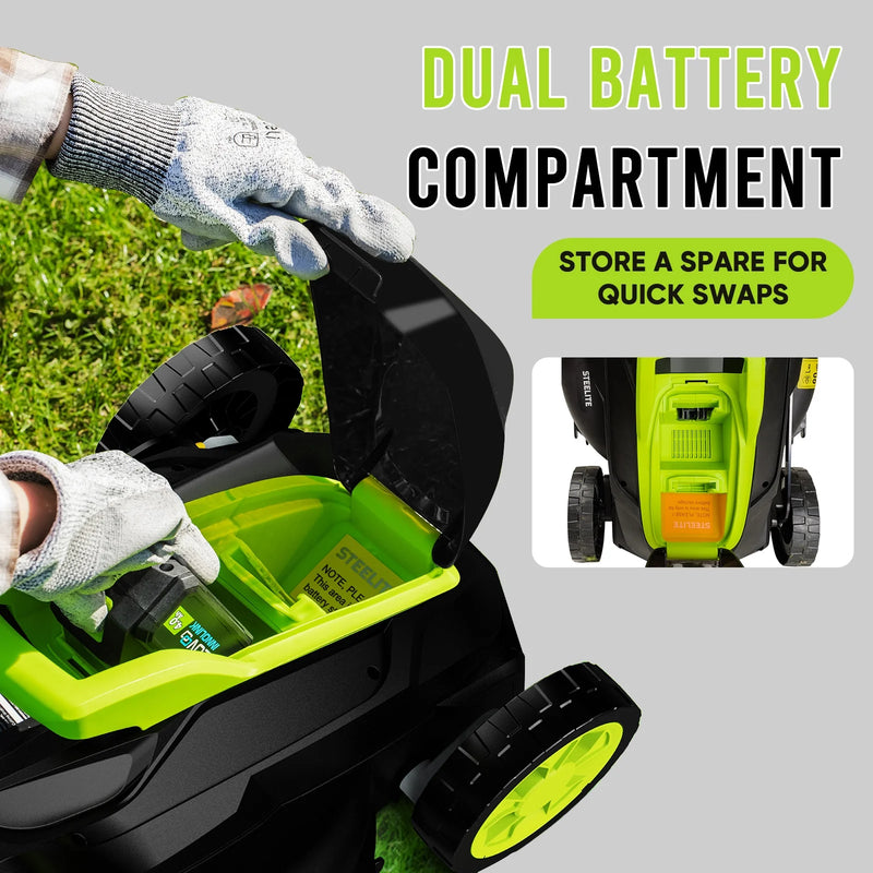 Steelite 13-Inch Cordless Electric Lawn Mower with Brushless Motor for Garden DG500 - Refurbished