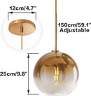 H XD GLOBAL Gradient Gold Colored Globe Glass Pendant Light