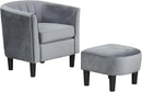 Giantex Upholstered Teddy Velvet Modern Accent Chair with Ottoman