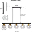 Loyled Black Glass Globe 5 Bulb Chandelier