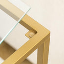 HOOBRO Gold Narrow Side Table with Fabric Magazine Loop