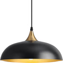 Eustace Vintage 13.8" Matte Black Large Pendant Light with Gold Finish