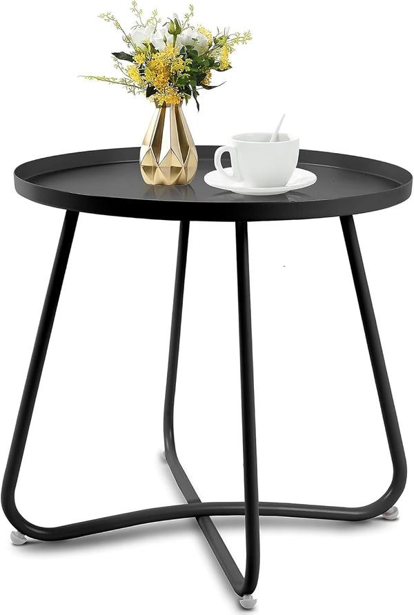 Babion Black Outdoor Patio Side Table QFT-WFSTA001BL - Refurbished