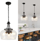 UnicozoHome 3-Light Matte Black 14.2" Clear Glass Shade Pendant Light