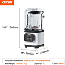 VEVOR Professional Commercial Countertop Blender with Shield