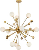 Modern Gold Sputnik Chandelier with 12 Opal Glass Globe Lights