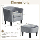Giantex Upholstered Teddy Velvet Modern Accent Chair with Ottoman