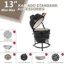 Outvita Portable 13" Round Kamado Charcoal Grill with Built-In Thermometer