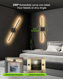 CLY Battery Operated Wall Sconce (Set of 2) - 350° Rotate Dimmable Magnetic Wall Sconces