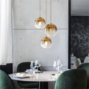 H XD GLOBAL Gradient Gold Colored Globe Glass Pendant Light