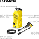 Kärcher K1 Pressure Washer, 1700 PSI of TruPressure 1.45 GPM
