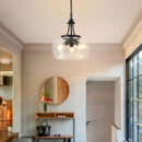 UnicozoHome 3-Light Matte Black 14.2" Clear Glass Shade Pendant Light